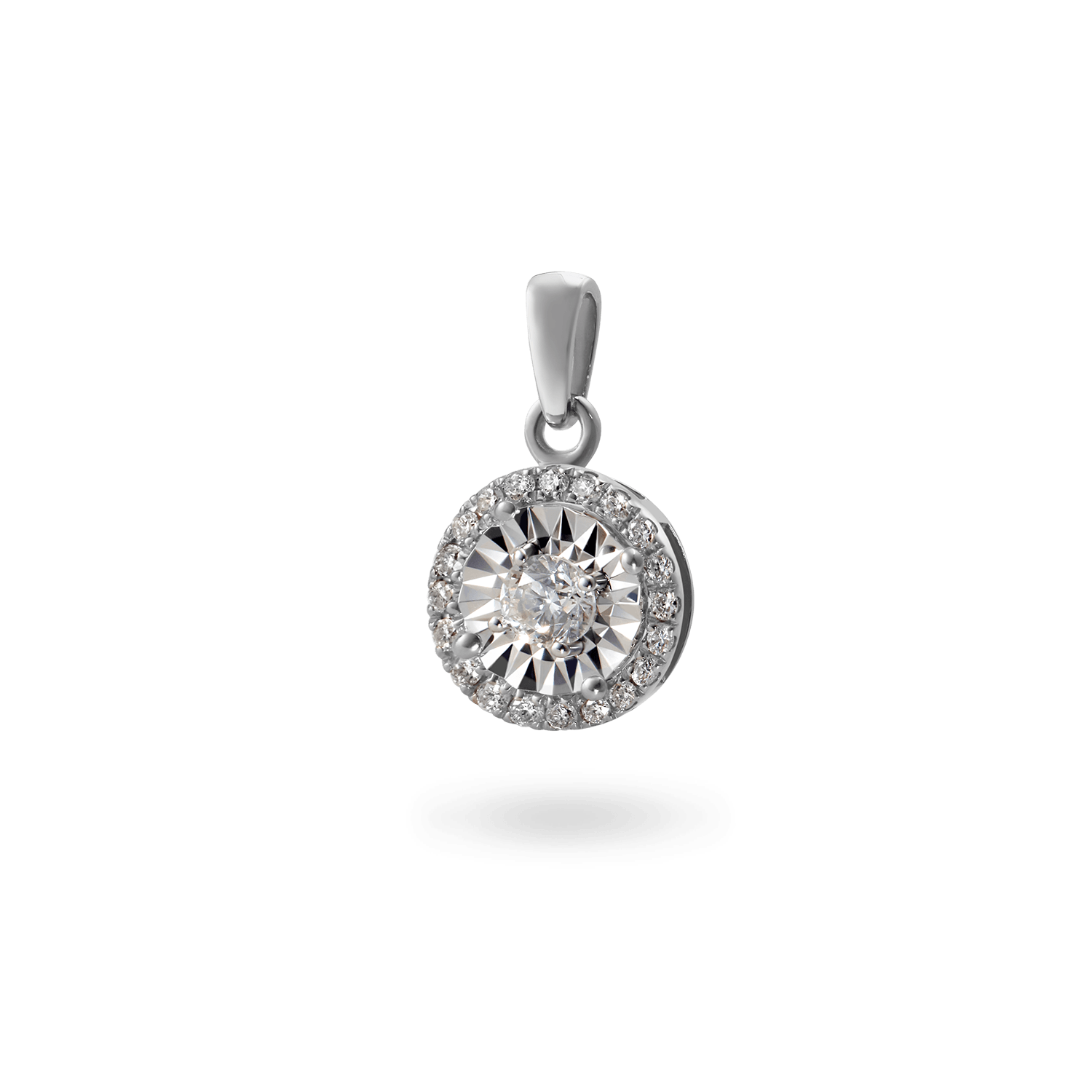 14K Sosem Diamond Pendant Necklaces IceLink-CAL 14K White Gold  